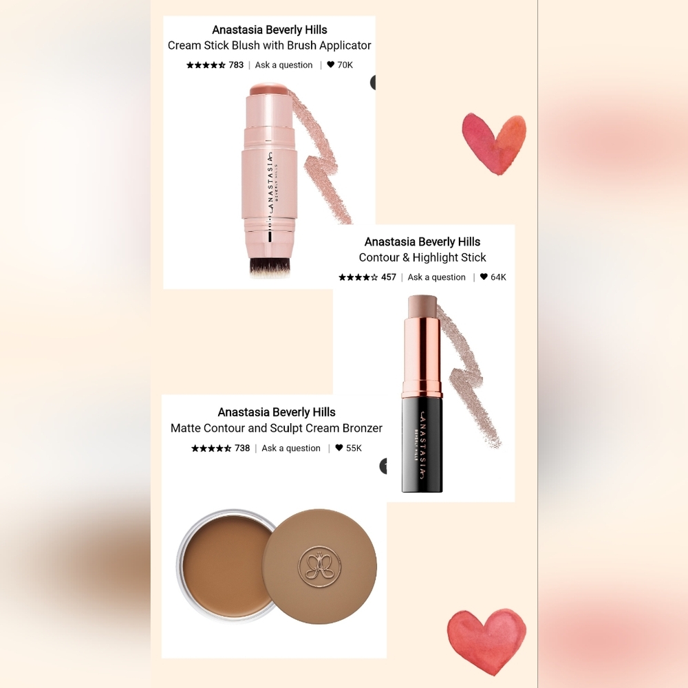 LOT of Anastasia Beverly Hills Contour blush bronzer BUNDLE makeup NEW!